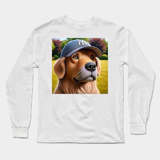 Dog with Baseball Cap Long Sleeve T-Shirt